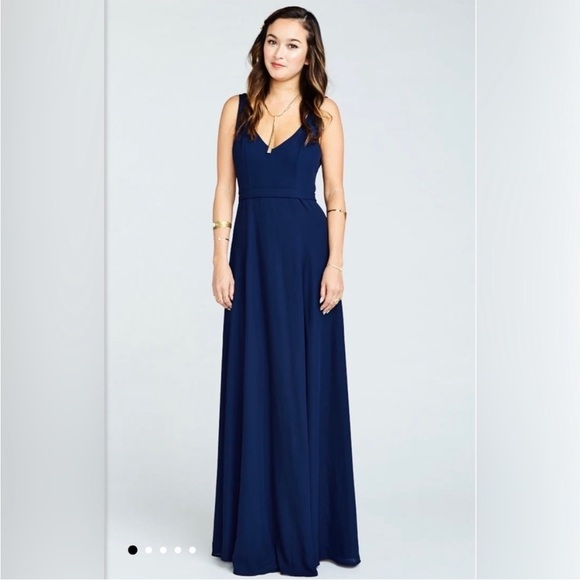 Show Me Your Mumu Jenn Maxi Dress in Rich Navy Crisp Large NWT - Picture 1 of 16